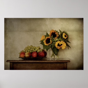 Affiches Still Life, Tournesols dans le Vase, Fruits dans l