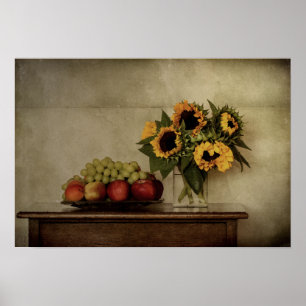 Affiches Still Life, Tournesols dans le Vase, Fruits dans l