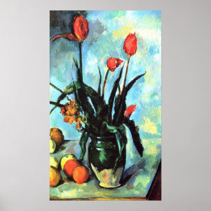 Affiches Still Life, vase with Tulips by Paul Cezanne