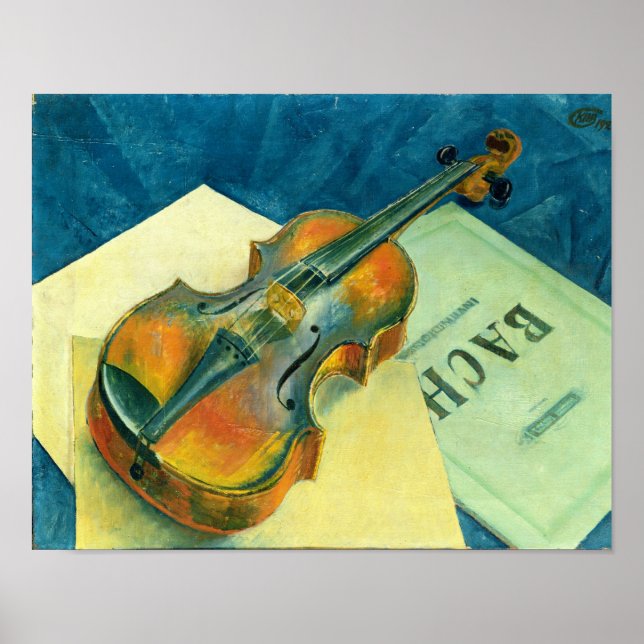 Affiches Still Life with a Violin, 1921 (Devant)