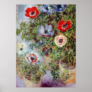 Affiches Still Life with Anemones par Claude Monet