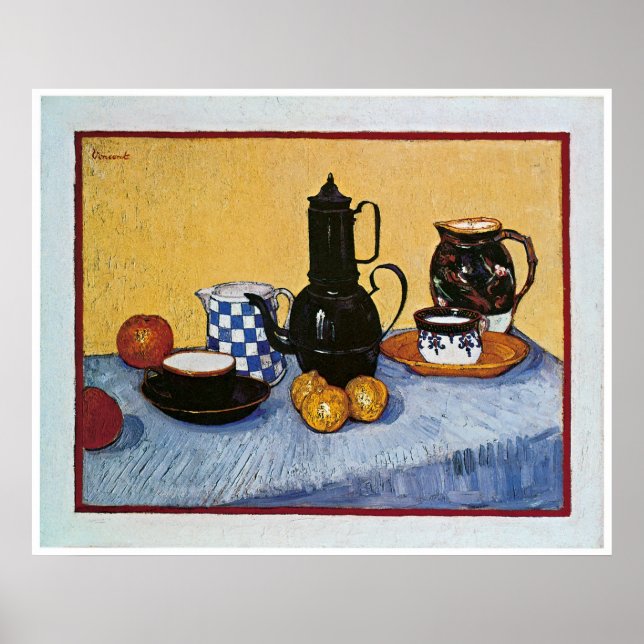 Affiches Still Life with Coffee Pot par Vincent Van Gogh (Devant)