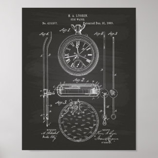 Affiches Stop Watch 1889 Patent Art Chalkboard