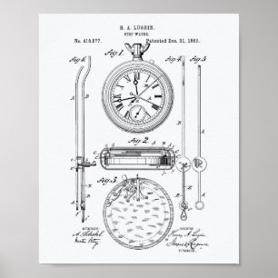 Affiches Stop Watch 1889 Patent Art Livre blanc