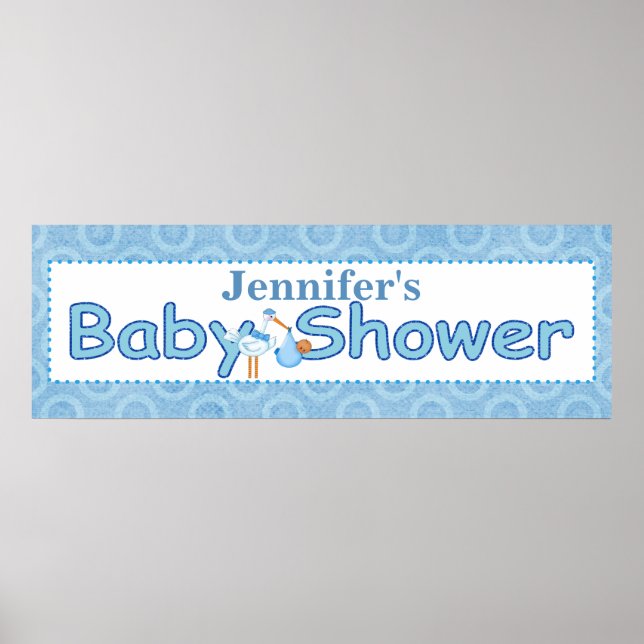 Affiches Stork Baby Boy Douche Bannière (Devant)