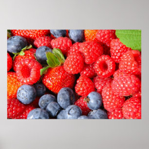 Affiches Strawberries Blueberries and Raspberries