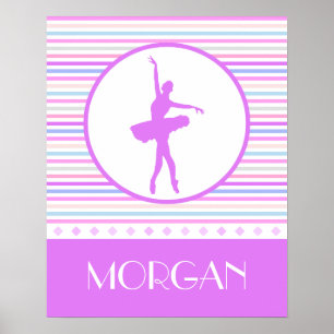 Affiches Stripes horizontales Ballerina Danseuse avec Monog