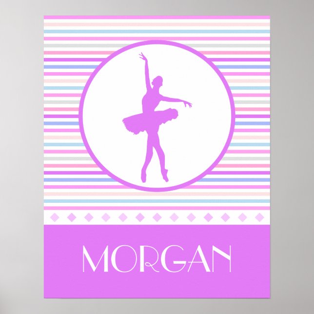 Affiches Stripes horizontales Ballerina Danseuse avec Monog (Devant)