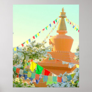 Affiches stupa bouddhique dans la neige