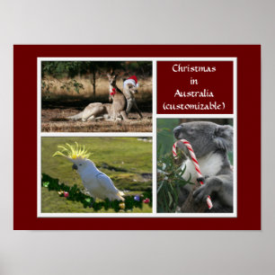 Affiches Style australien d'animaux de Noël -
