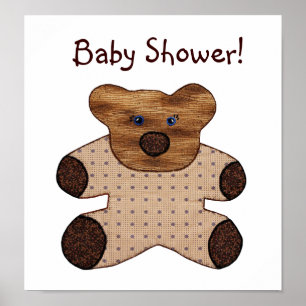Affiches Style champêtre Teddy Bear Baby shower