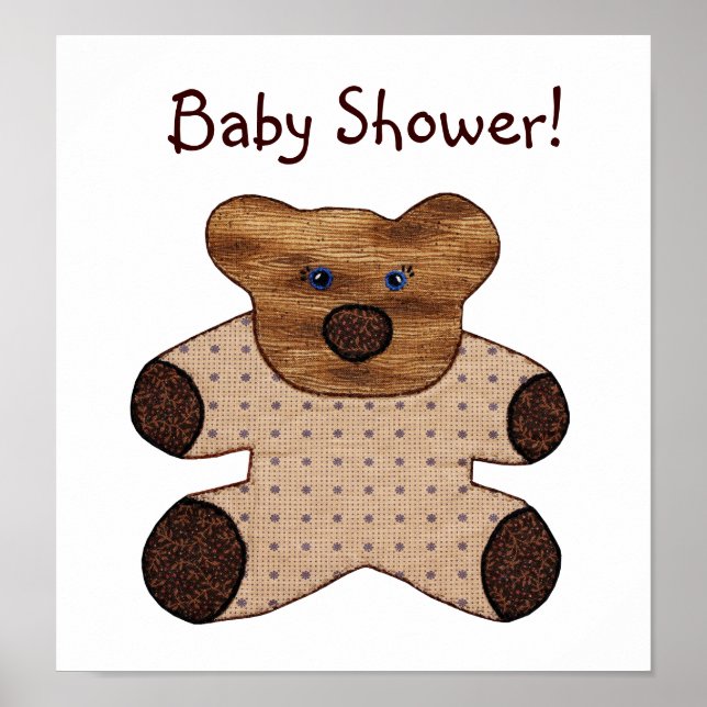 Affiches Style champêtre Teddy Bear Baby shower (Devant)