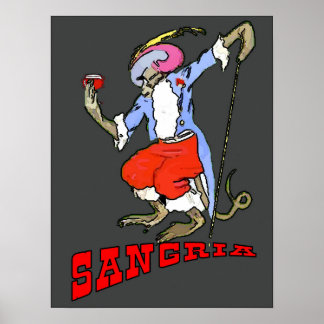 Affiches Style Vintage de singe Sangria, ajouter du texte