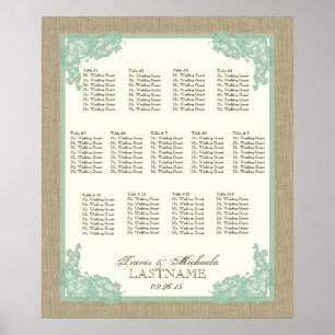Affiches Style vintage dentelle design Seafoam Green 13 tab