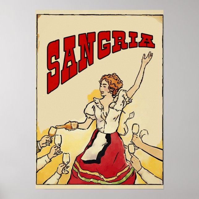 Affiches Style Vintage Sangria Time, ajouter du texte (Devant)