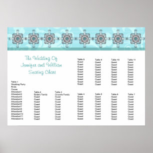 Affiches Stylish Southwest Turquoise Wedding Seating Chart
