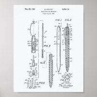Stylo Ball Point 1966 Brevet Art Livre blanc