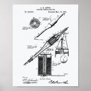 Affiches Stylo électrique 1894 Brevet Art Livre blanc