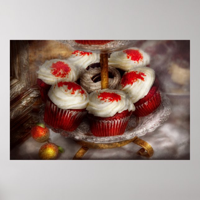 Affiches Sucré - Cupcake - Cupcake de velours rouge (Devant)