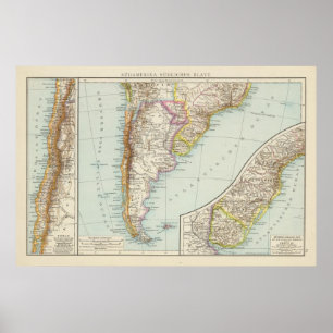 Affiches Sudamerika sudliches Blatt - South America Map