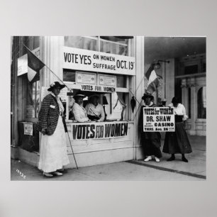 Affiches Suffrage féminin à un stand de vote en 1915