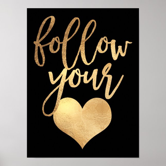 Affiches Suivez votre coeur, Faux Gold Foil (Devant)