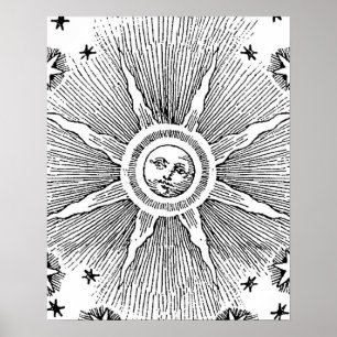 Affiches Sun Stars Antique Nuit Ciel Médiéval Zodiac