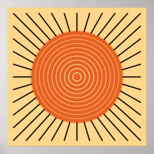 Affiches Sunburst géométrique moderne - Mandarin Orange
