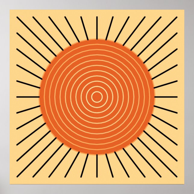 Affiches Sunburst géométrique moderne - Mandarin Orange (Devant)