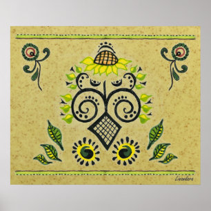 Affiches Sunflower Folk Motif