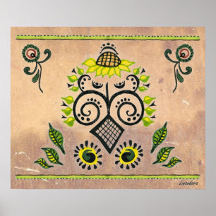 Affiches Sunflower Folk Motif