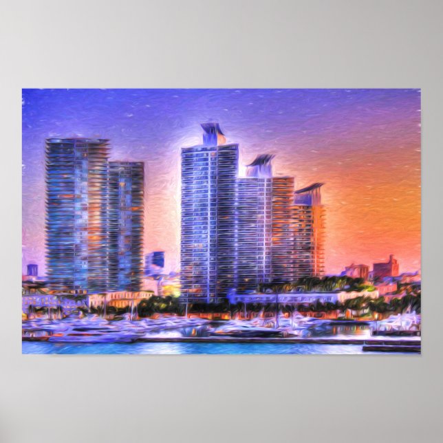 Affiches Sunrise de Miami Skyline (Devant)