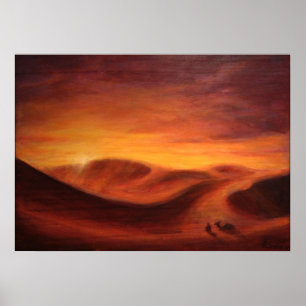 Affiches Sunset in the desert of le Sahara
