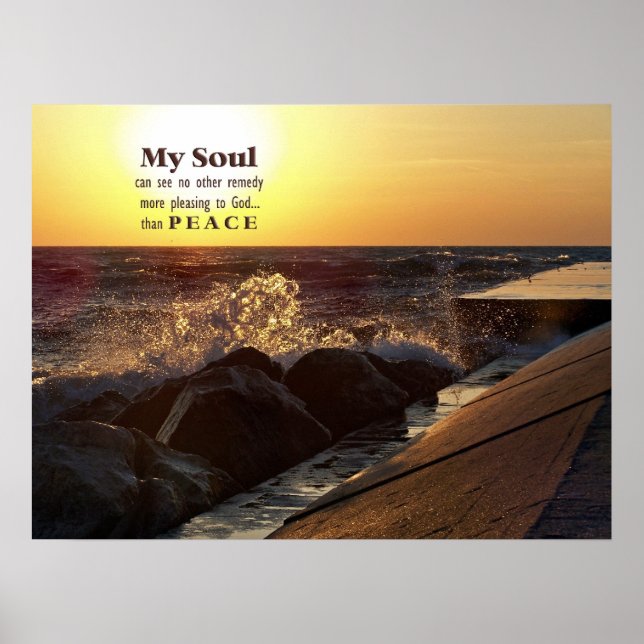 Affiches Sunset On Beach Rocks Quote (Devant)