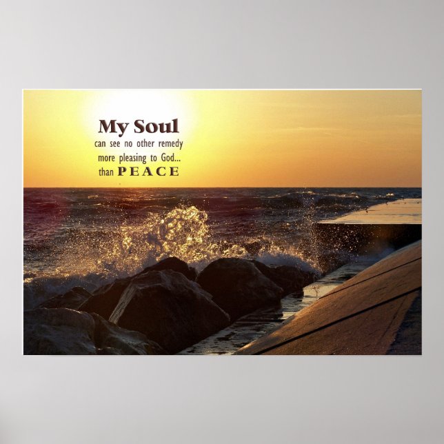 Affiches Sunset On Beach Rocks Quote (Devant)