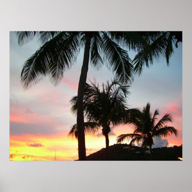 Affiches Sunset Palms Tropical Paysage Photographie (Devant)