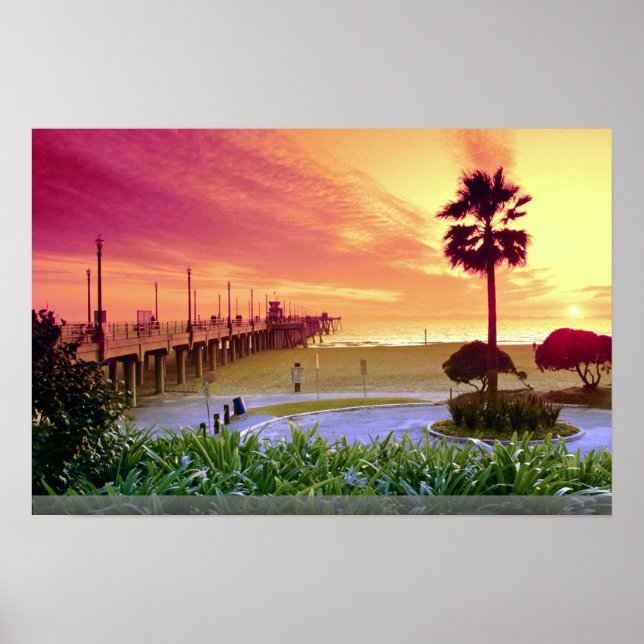 Affiches Sunset, quai Huntington Beach, Californie, États-U (Devant)