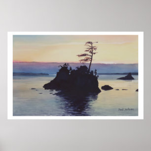 Affiches "Sunset Rockaway Beach" Peinture aquarelle