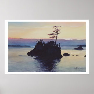 Affiches "Sunset Rockaway Beach" Peinture aquarelle