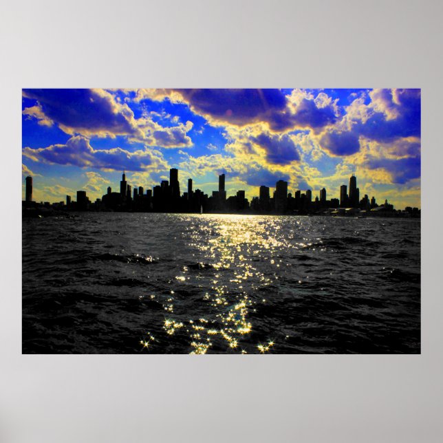 Affiches Sunset Skyline de Chicago (Devant)