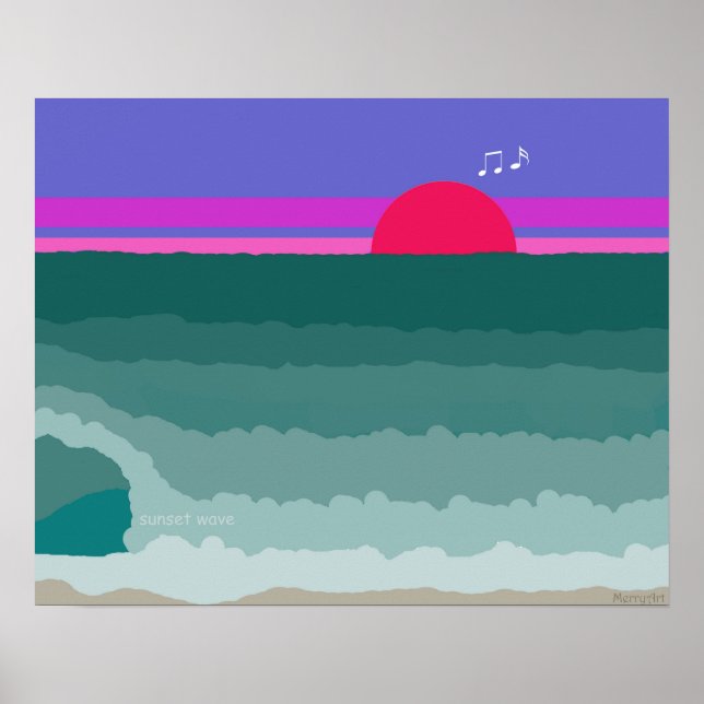 Affiches Sunset Wave peinture numérique originale (Devant)