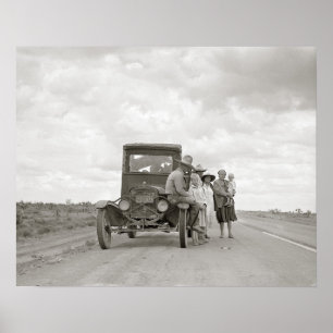 Affiches Sur La Route, 1937. Photo vintage