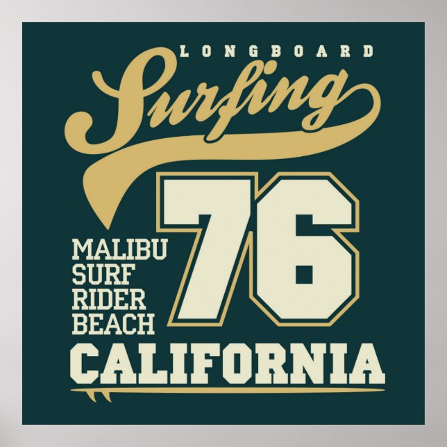 Affiches Surf à bord | Californie 76 (Devant)