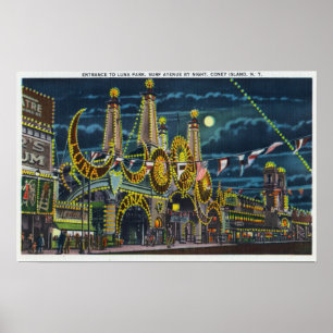 Affiches Surf Avenue Vue sur Luna Park Entrée à