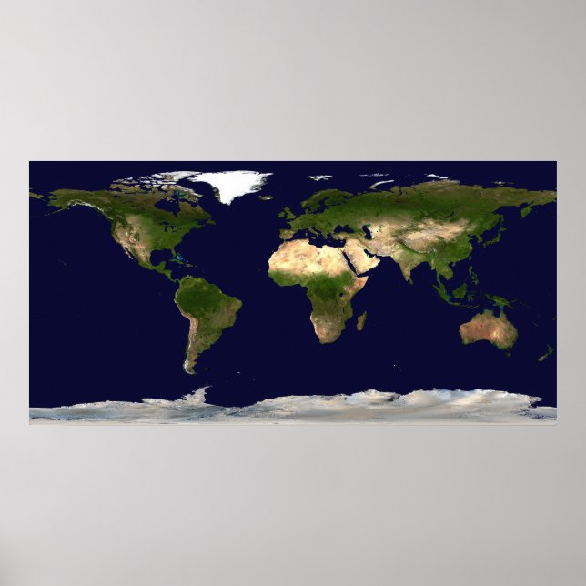 Affiches Surface terrestre, Eau faible et Topogra ombragé (Devant)