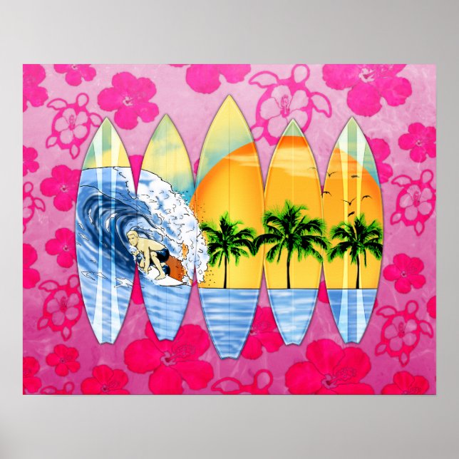 Affiches Surfer And Surfboards (Devant)