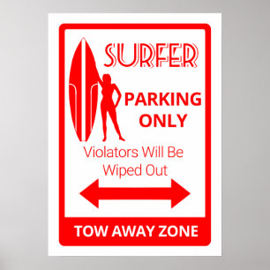 Affiches Surfer Girl Parking uniquement