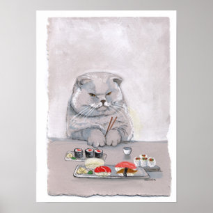 Affiches Sushi Cat Print - M. Grumps