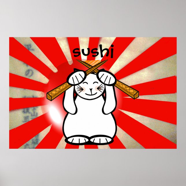 Affiches Sushi Maneki Neko (Devant)