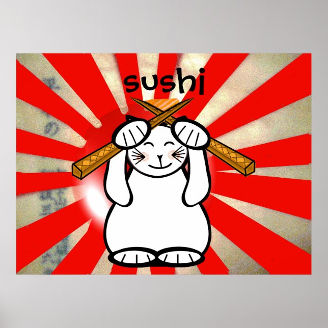 Affiches Sushi Maneki Neko (Devant)